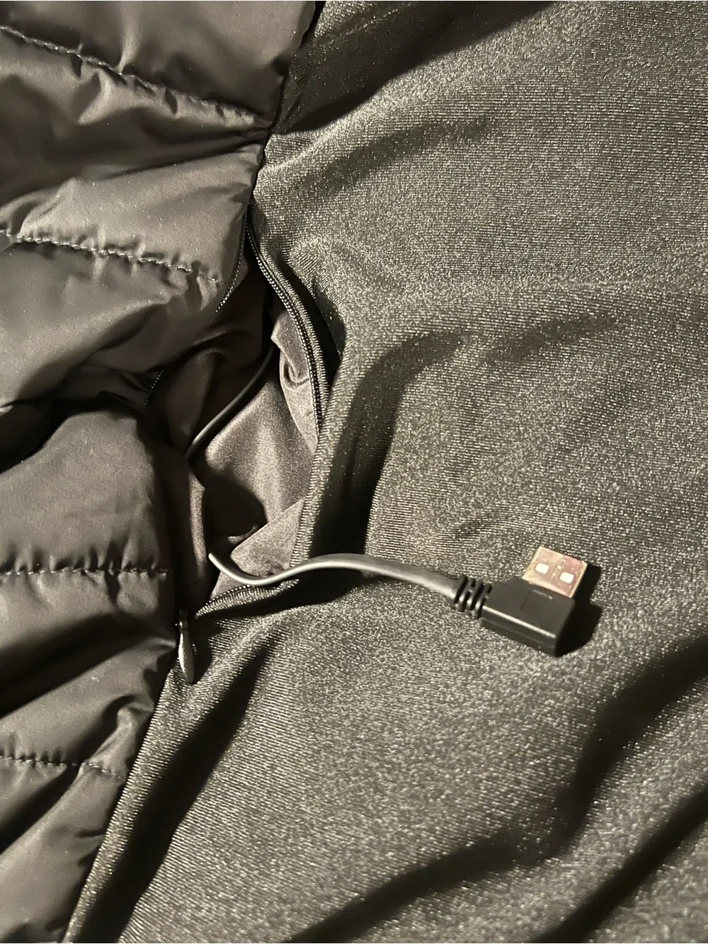 Men's Black USB Rechargeable Heated Lightweight Quilted Zip Front Puffer Vest XL